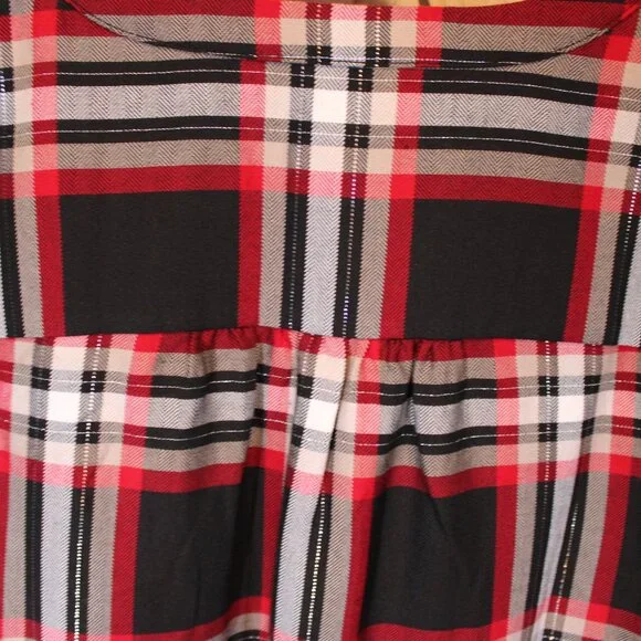 NWT - Christopher & Banks Long Sleeve blouse - Black-Red Plaid - Size L - Picture 6 of 9